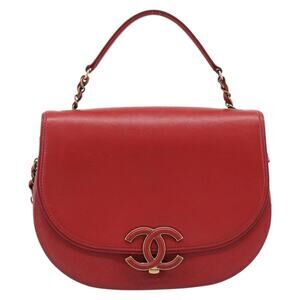 Chanel Calfskin Chain Shoulder Bag Red